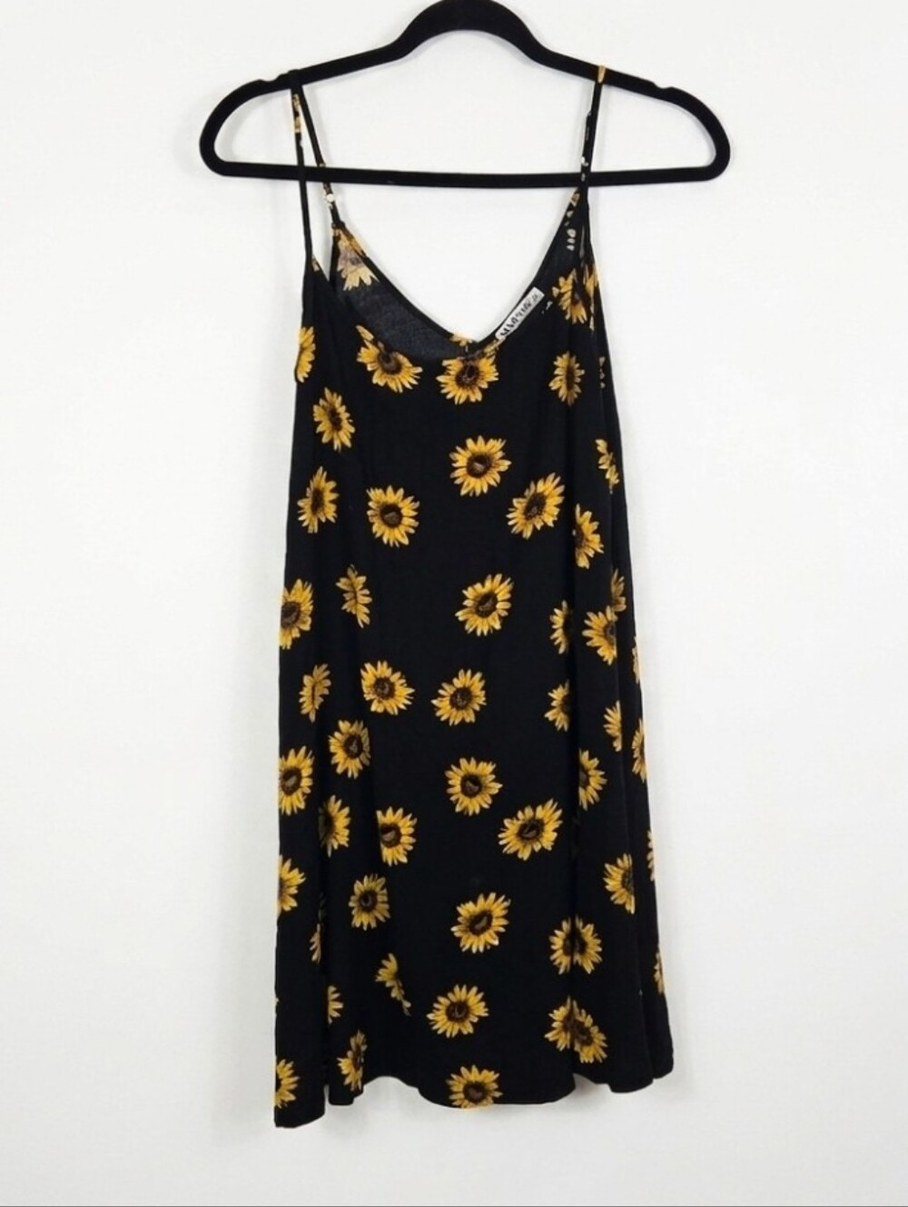 Cute sunflower black mini dress